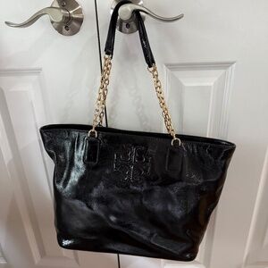Tory Burch Black Patent Charlie Tote